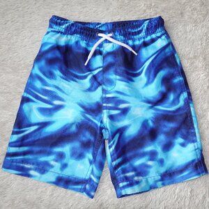 Boys Slim Small 6-7 Printed Volley Swim Trunk, Electric Blue Swirl, Like New
